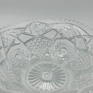 EAPG Pressed Glass Bowl Flower Design Antique Vintage